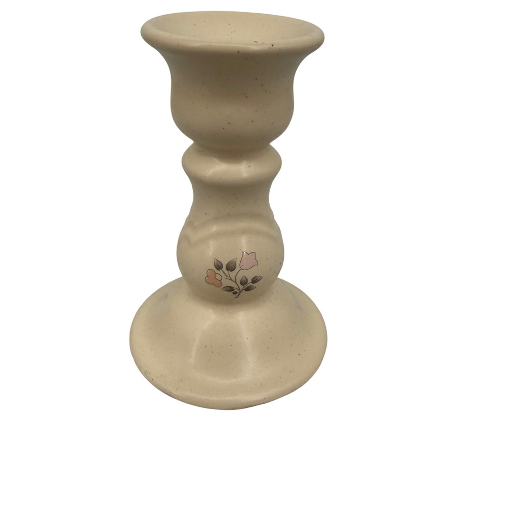 Pfaltzgraff Remembrance Candlestick Stoneware Floral Cottagecore Farmhouse
